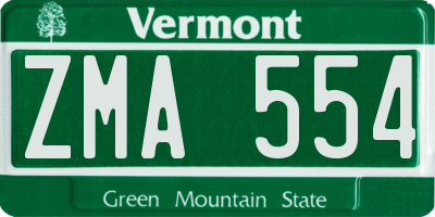 VT license plate ZMA554