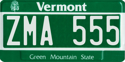 VT license plate ZMA555