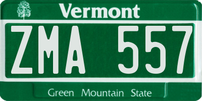 VT license plate ZMA557