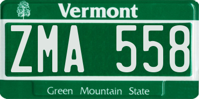 VT license plate ZMA558