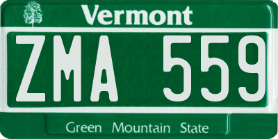 VT license plate ZMA559
