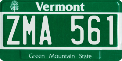 VT license plate ZMA561