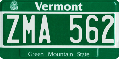 VT license plate ZMA562