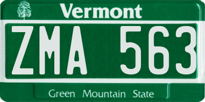 VT license plate ZMA563