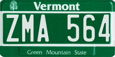 VT license plate ZMA564