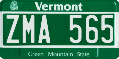 VT license plate ZMA565