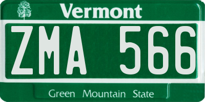VT license plate ZMA566