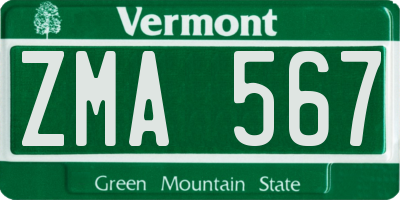 VT license plate ZMA567