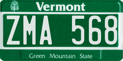 VT license plate ZMA568