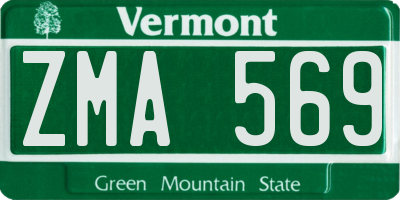 VT license plate ZMA569