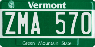 VT license plate ZMA570