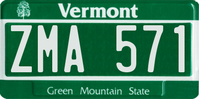 VT license plate ZMA571