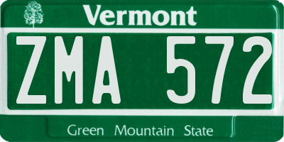 VT license plate ZMA572