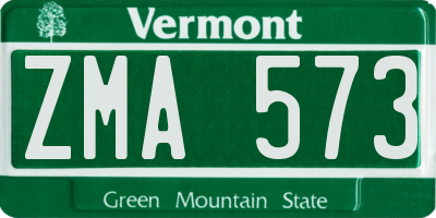 VT license plate ZMA573