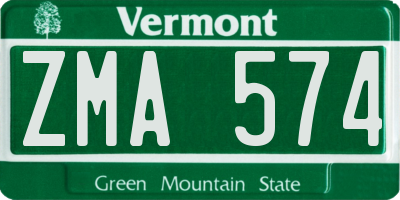 VT license plate ZMA574