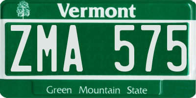 VT license plate ZMA575