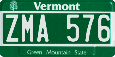 VT license plate ZMA576