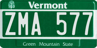 VT license plate ZMA577