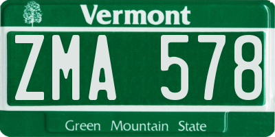 VT license plate ZMA578