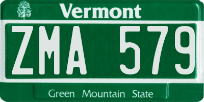VT license plate ZMA579