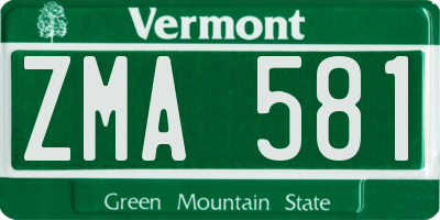 VT license plate ZMA581