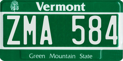 VT license plate ZMA584