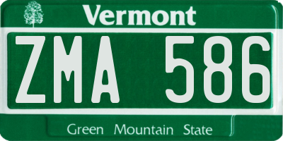 VT license plate ZMA586