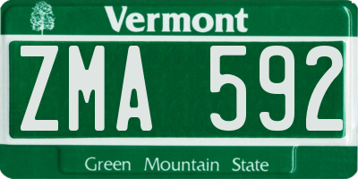 VT license plate ZMA592