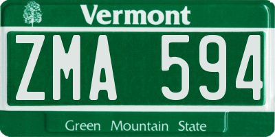 VT license plate ZMA594