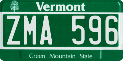 VT license plate ZMA596