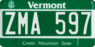VT license plate ZMA597