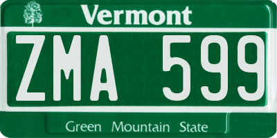 VT license plate ZMA599