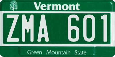 VT license plate ZMA601