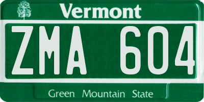VT license plate ZMA604