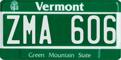 VT license plate ZMA606