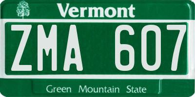 VT license plate ZMA607