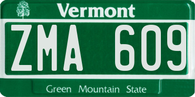 VT license plate ZMA609