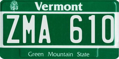 VT license plate ZMA610