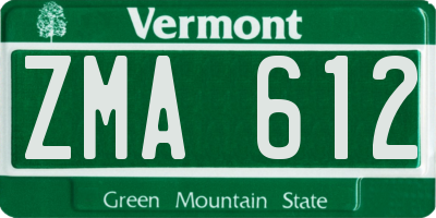 VT license plate ZMA612
