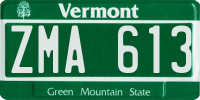 VT license plate ZMA613