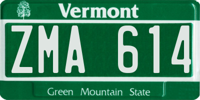 VT license plate ZMA614