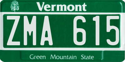 VT license plate ZMA615