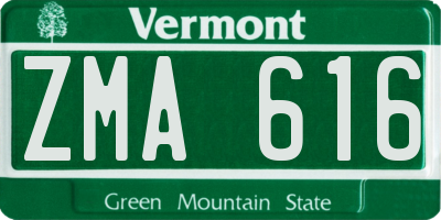 VT license plate ZMA616