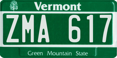VT license plate ZMA617