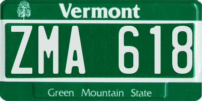 VT license plate ZMA618