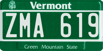VT license plate ZMA619