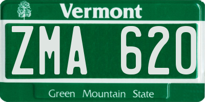 VT license plate ZMA620