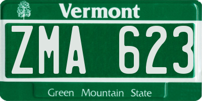 VT license plate ZMA623