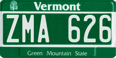 VT license plate ZMA626