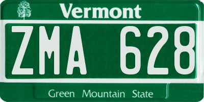 VT license plate ZMA628